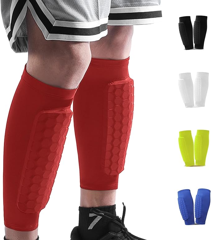 Soccer Shin Guards Shin Pads for Kids Youth Adult, Calf Compression Sleeve with Honeycomb Pads