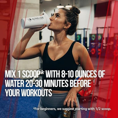 ALPHA LION Pre Workout Powder, Beta Alanine, L-Taurine & Tri-Source Caffeine for Sustained Energy &