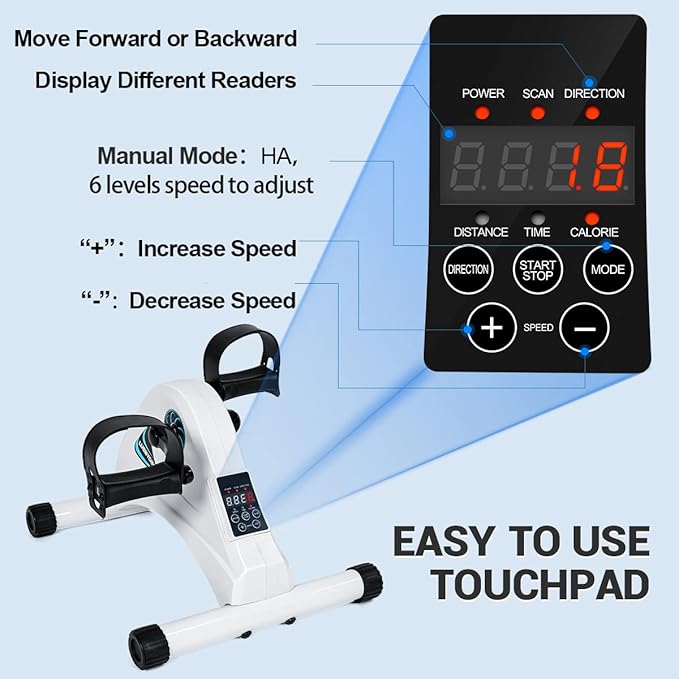 Motorized Mini Exercise Bike Pedal Exerciser for Seniors Rehab Training, LUBBYGIM Electric Under