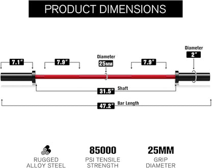 RITFIT Olympic Barbell 4ft/4.8ft/6ft - 2 Inch Weight Bar for Strength Training, Weightlifting