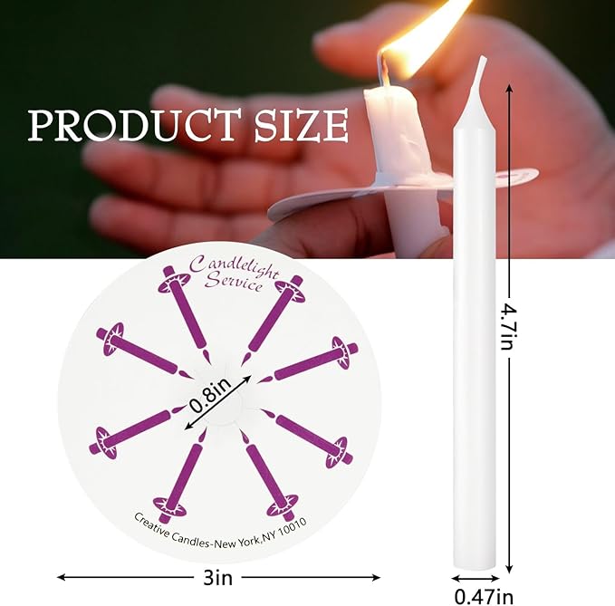 100 pcs Church Candles with Drip Protectors for Devotional Candlelight Vigil Service, Unscented