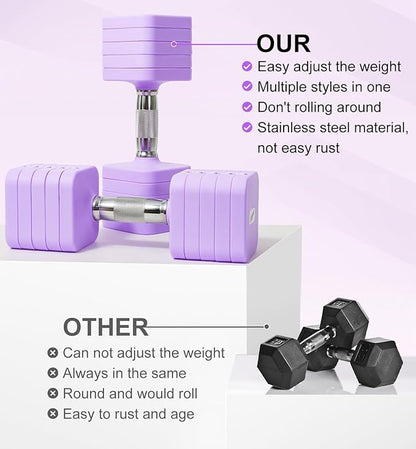 15LB 20LB 40LB 50LB Adjustable Dumbbell Set Free Weights Dumbbells Set for Women Men Hand Weights