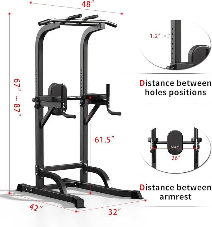 Power Tower Pull Up Bar and Dip Station, Multi-Function Home Gym, Strength Training Fitness