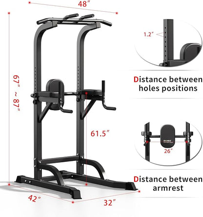 Power Tower Pull Up Bar and Dip Station, Multi-Function Home Gym, Strength Training Fitness