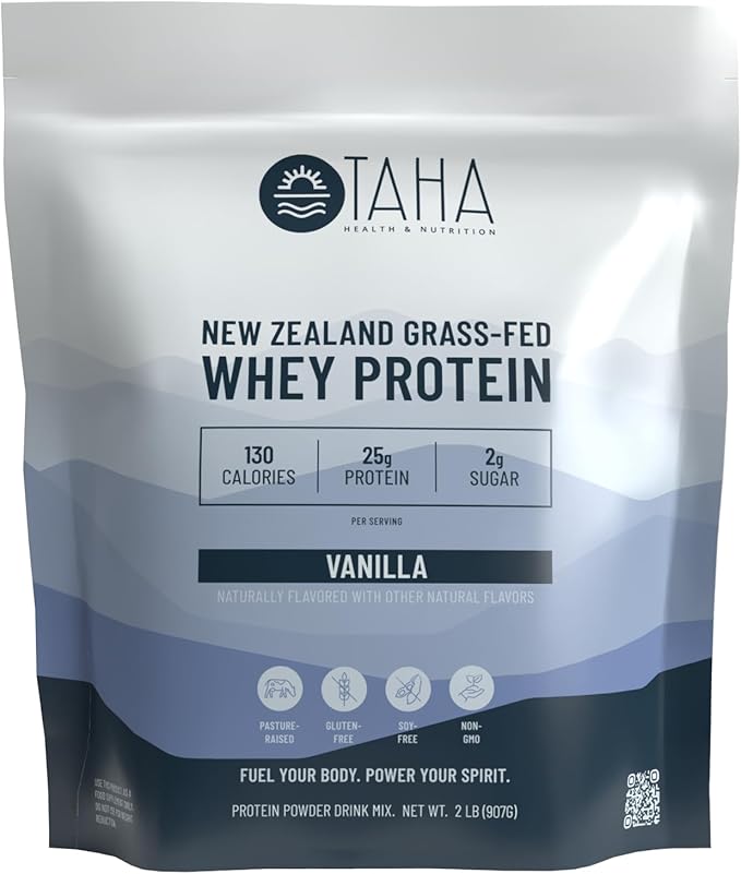 Taha Health & Nutrition Vanilla Flavored Whey Protein Concentrate Powder, 25g Protein, 140