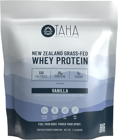 Taha Health & Nutrition Vanilla Flavored Whey Protein Concentrate Powder, 25g Protein, 140