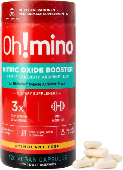 Oh!mino L-Arginine Nitric Oxide Supplement - Blood Flow Supplement, Nitric Oxide Booster w/Beetroot