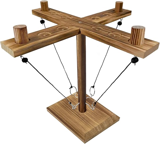 Hook Toss Game, Ring Toss Game, Handmade Wooden Ladder, Throwing Hook and Ring Battle Game for
