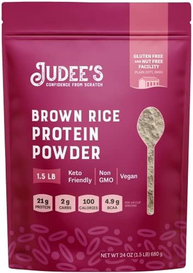 Judee?™s Brown Rice Protein Powder (80% Protein) 1.5 lb - Non-GMO Sprouted - Keto-Friendly, Dairy