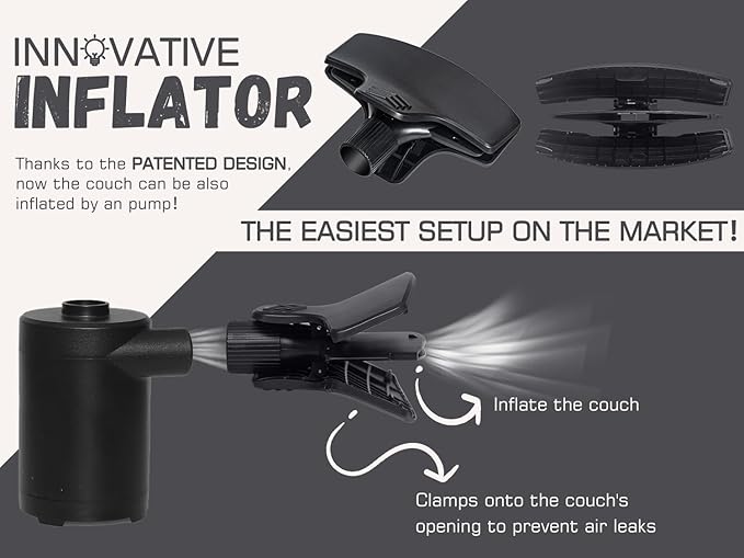 WEKAPO Inflatable Couch with Pump - Easiest Setup, Crazy Comfy & Ultralight - Blow up Lounger Chair