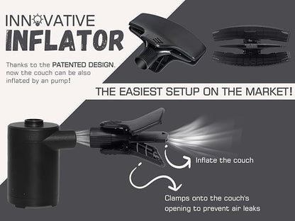WEKAPO Inflatable Couch with Pump - Easiest Setup, Crazy Comfy & Ultralight - Blow up Lounger Chair