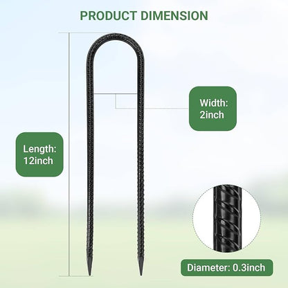 12 in 12 Pack Trampoline Stakes, U Shaped Trampoline Anchors High Wind Heavy Duty, Trampoline