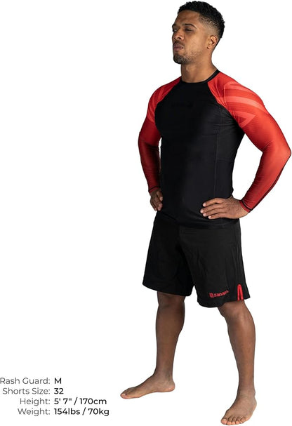 Sanabul Essential Long Sleeve Compression Training Rash Guard for MMA BJJ Wrestling Grappling and