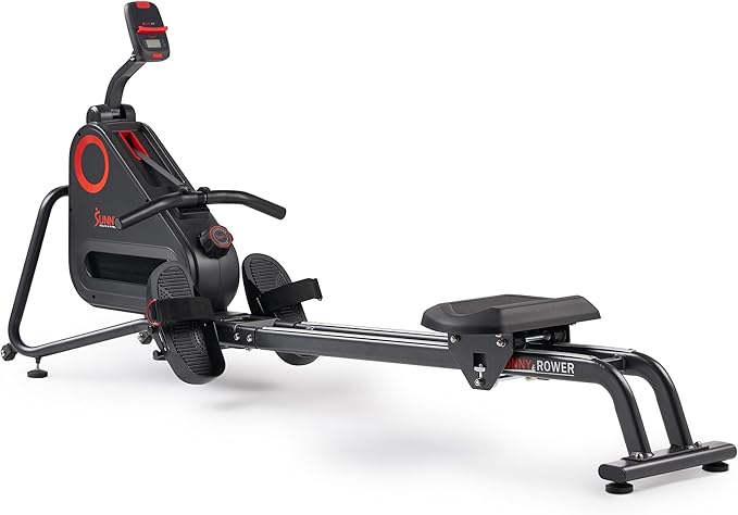 Sunny Health & Fitness Magnetic Rowing Machine for Home Exercise, Quiet & Smooth Rower with Compact