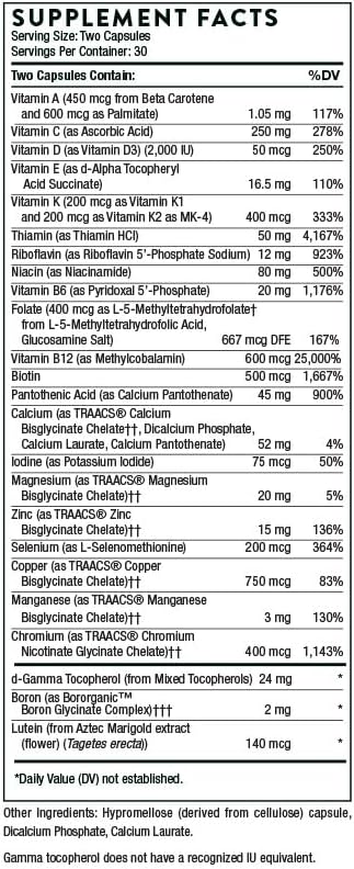 THORNE - Basic Nutrients 2/Day - Comprehensive Daily Multivitamin with Optimal Bioavailability