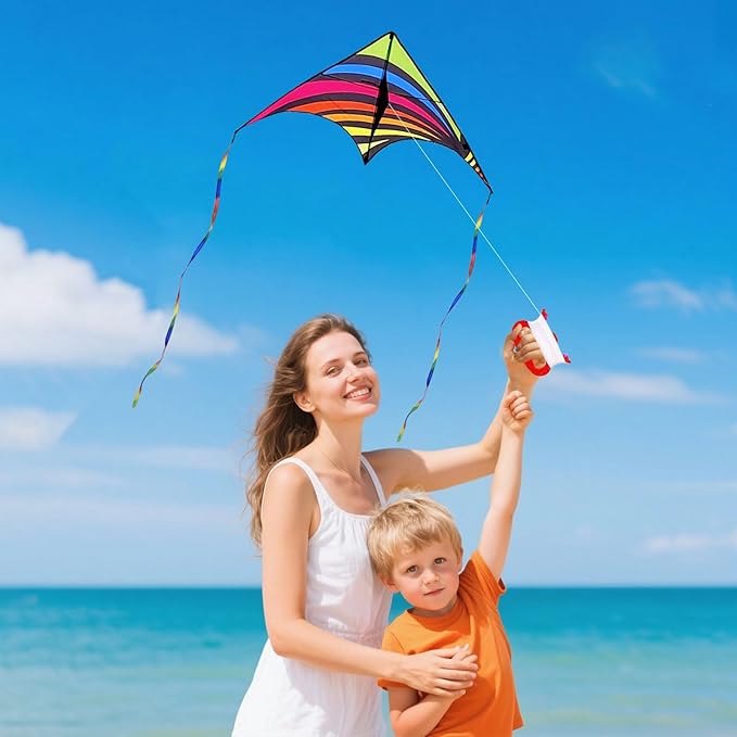 Mint's Colorful Life 3 Pack Delta Kites for Kids & Adults, Easy to Fly Large Kite Set for