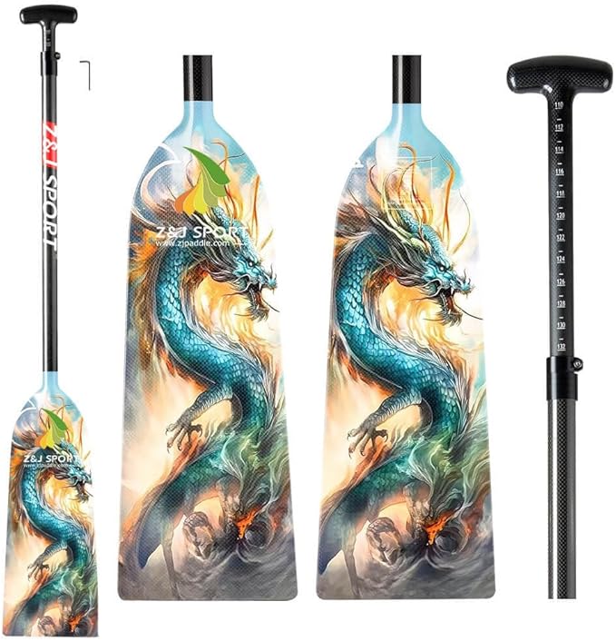 Z&J SPORT Adjustable Dragon Boat Paddle, IDBF Approved Carbon Fiber Paddle, Dragon Graphic Paddle