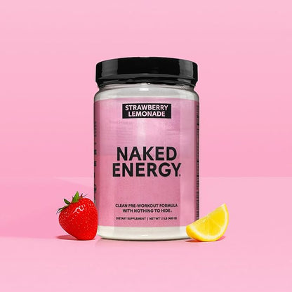 NAKED Strawberry Lemonade Energy - Clean Pre Workout Supplement for Men and Women, Vegan Friendly