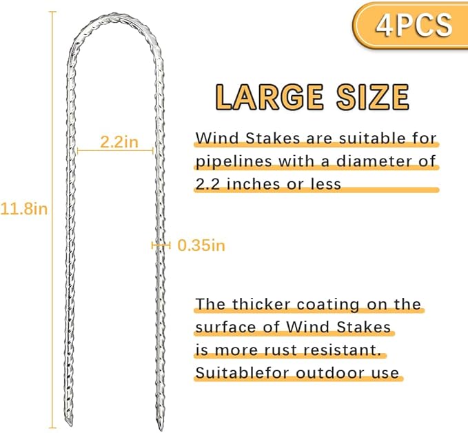 12" Trampoline Stakes Anchors high Wind u Stake for Ground Anchors Heavy Duty Trampoline Anchor