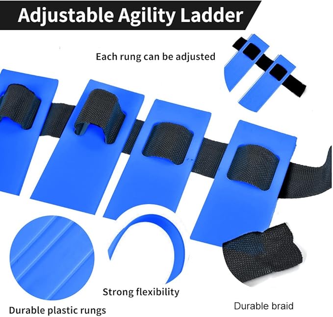 TNZMART Agility Ladder and Disc Cones Training Set Adjustable Rungs Training Ladder with 10 Plastic