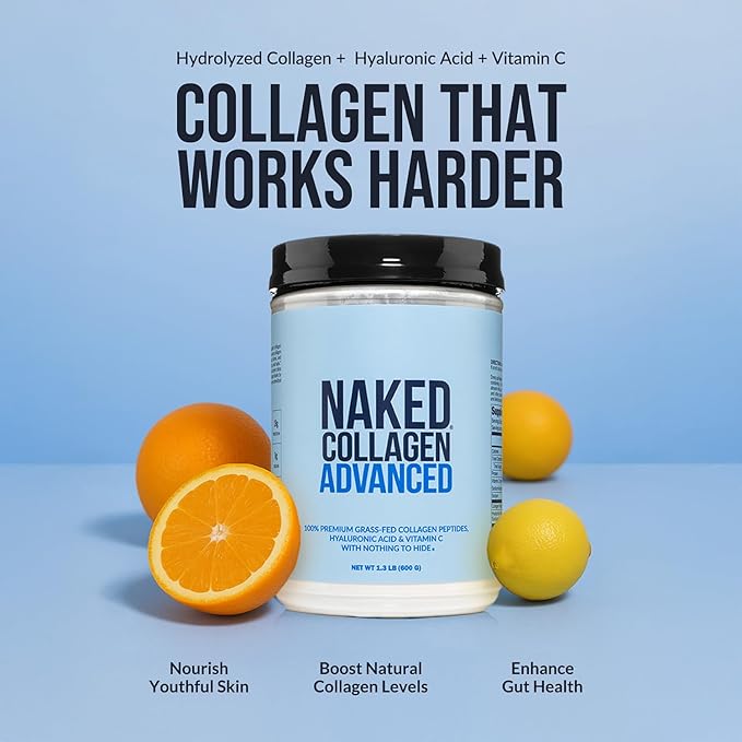 NAKED Collagen Advanced - Peptides Protein Powder, Hyaluronic Acid, Vitamin C, Pasture-Raised