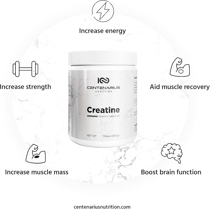 Centenarius Nutrition Creapure® Creatine Monohydrate Powder Supplement - Creatine for Women and Men
