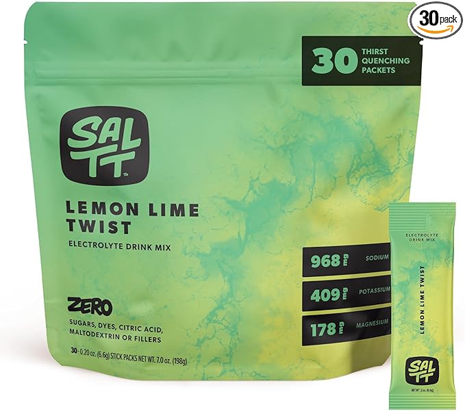 Keto Chow SALTT Electrolytes Powder Packets, Lemon Lime Twist (30 Hydration Packets) - Magnesium
