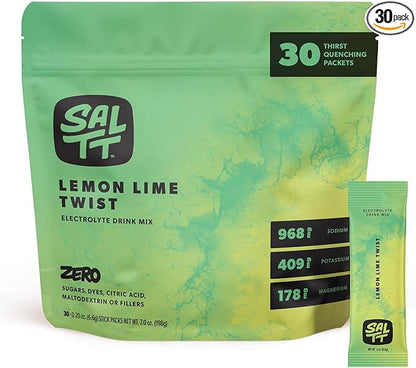 Keto Chow SALTT Electrolytes Powder Packets, Lemon Lime Twist (30 Hydration Packets) - Magnesium