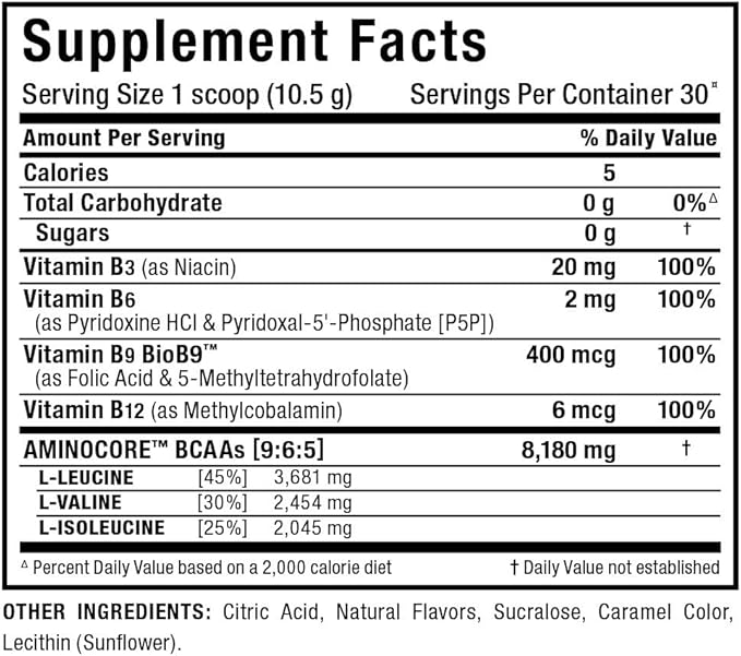 ALLMAX Nutrition AMINOCORE BCAA Powder, 8.18 Grams of Amino Acids, Intra and Post Workout Recovery