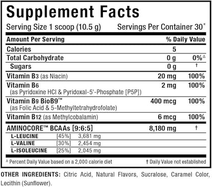 ALLMAX Nutrition AMINOCORE BCAA Powder, 8.18 Grams of Amino Acids, Intra and Post Workout Recovery