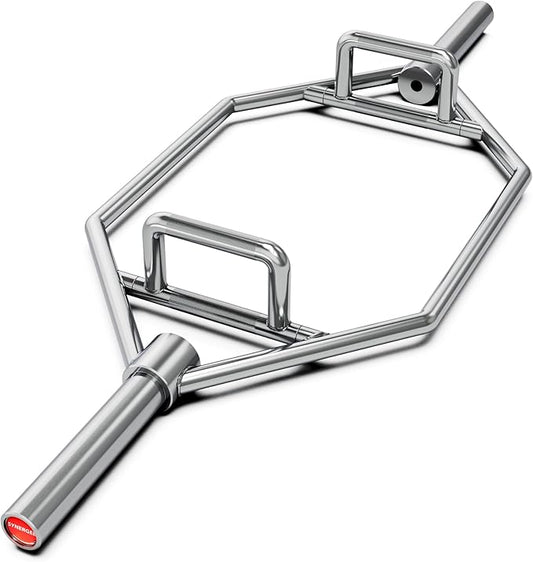Synergee 20kg and 25kg Chrome or Black Olympic Hex Barbell Trap Bar with Rotating, Flat or Raised