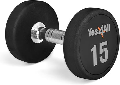 Yes4All Urethane Dumbbell with Anti-Slip Knurled Handle 5-50 LB for Muscle Building - Sold