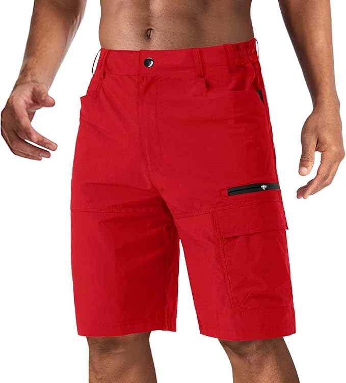 CRYSULLY Men's Hiking Cargo Shorts Outdoor Summer Lightweight Quick Dry Work Casual Shorts with 5