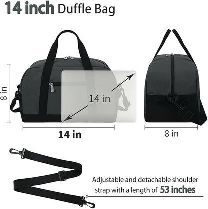 Small Gym Bag 14 inch lightweight Carry On Mini Duffel Bag for Travel Sport - Dark Grey
