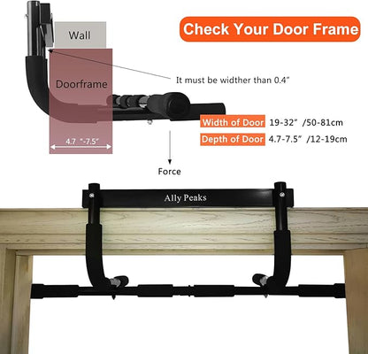 Ally Peaks Pull Up Bar for Doorway | Thickened Steel Max Limit 440 lbs Upper Body Fitness Workout