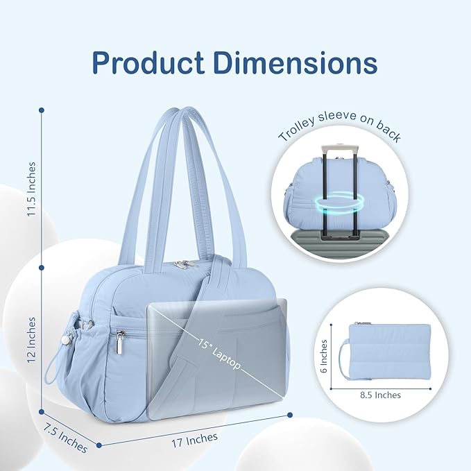 TOPDesign Travel Duffel Bag for Women, Puffer Gym Bag Sports Tote with Wet Pocket, Carry On