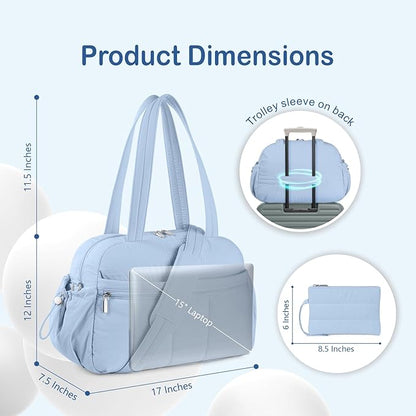 TOPDesign Travel Duffel Bag for Women, Puffer Gym Bag Sports Tote with Wet Pocket, Carry On