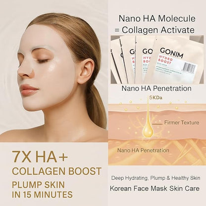 Face Mask Korean Skin Care with Hyaluronic Acid & Collagen Activation- Face Masks Skincare