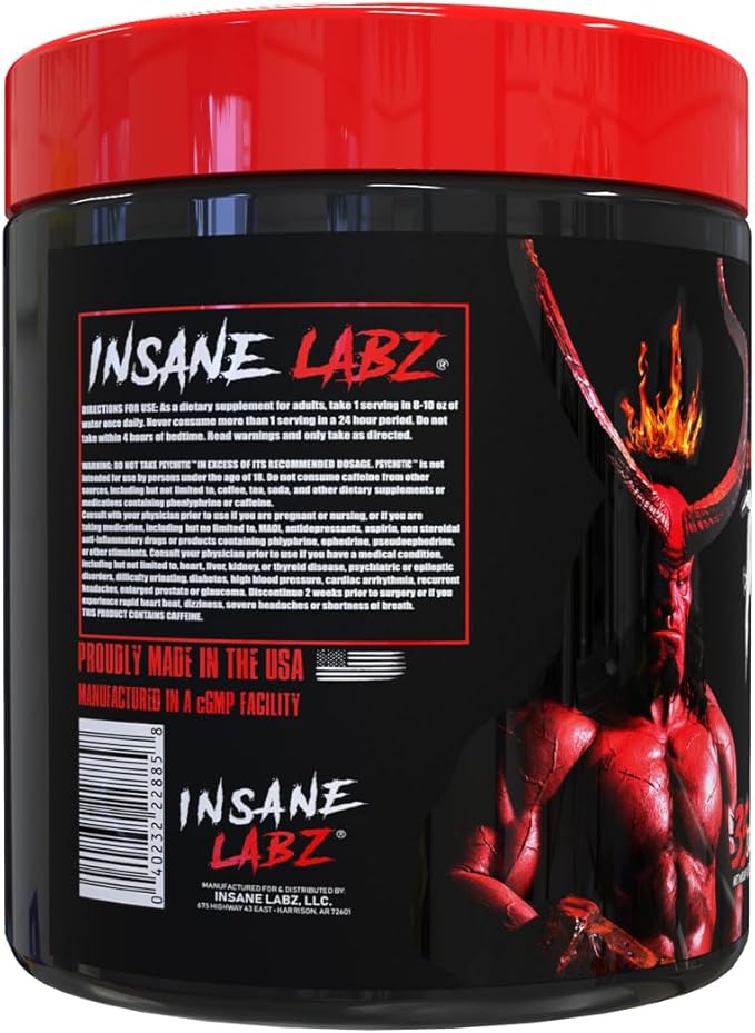 Insane Labz Hellboy Edition, High Stimulant Pre Workout Powder and NO Booster with Beta Alanine, L