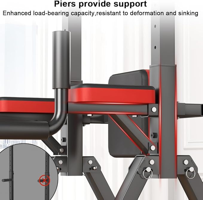 Foldable Power Tower, Adjustable Multifunction Pull Up Bar Tower Station, Pullup Dip Station Rack