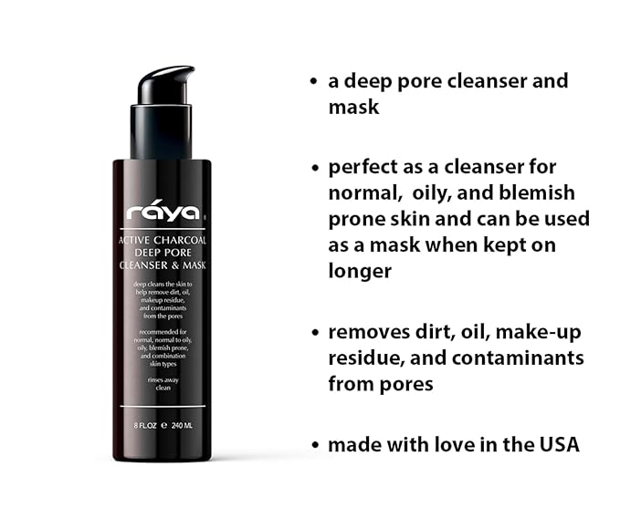 Raya Active Charcoal Deep Pore Facial Cleanser and Mask (121) | Deep Pore Cleansing Fluid for
