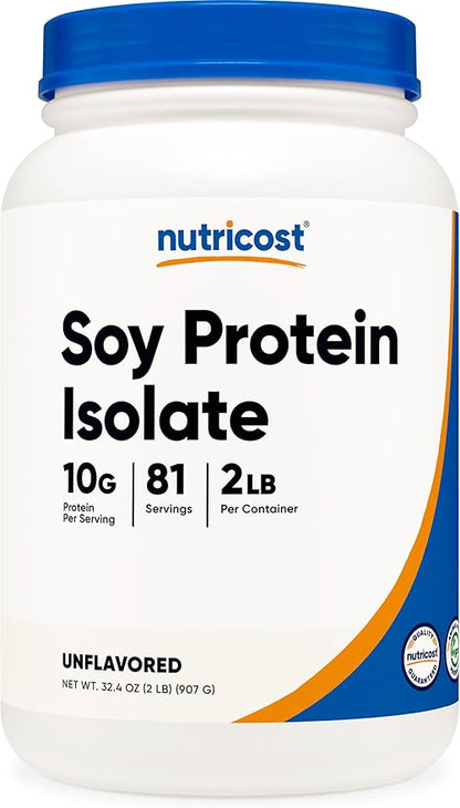 Nutricost Soy Protein Isolate Powder, 2 LB Unflavored - 10 Grams of Protein Per Serving, Vegan