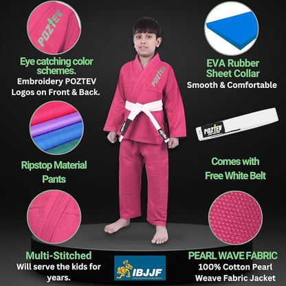 Kids Brazilian Jiu Jitsu Gi For Kids BJJ Gi Youth Grappling Kimonos Preshrunk Lightweight Martial