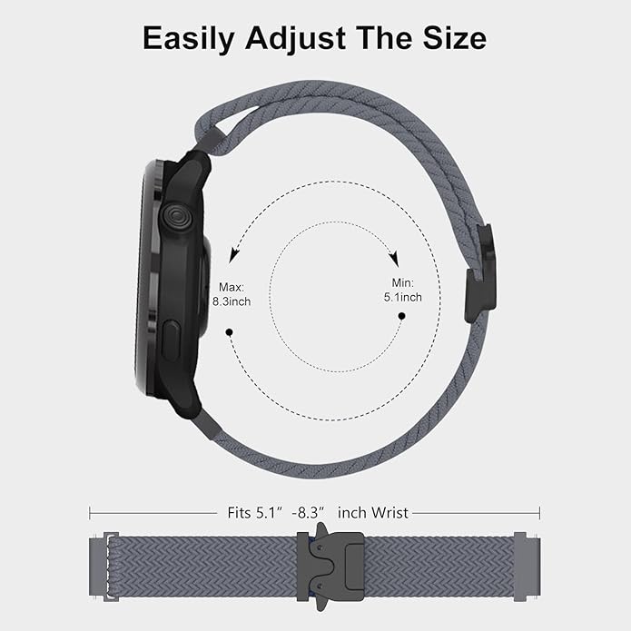 Braided Bands Compatible with Garmin Vivoactive 6/5/3/Venu 2 Plus/Forerunner 165/55/645/245 Music