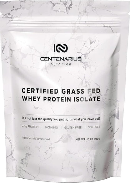 Centenarius Nutrition Grass Fed Whey Protein Unflavored Powder 500g with Natural Amino Acids for