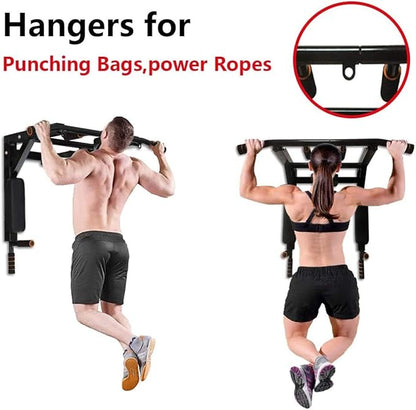 BDL Wall Mounted Pull Up Bar Chin Up bar Multifunctional Dip Station for Indoor Home Gym Workout