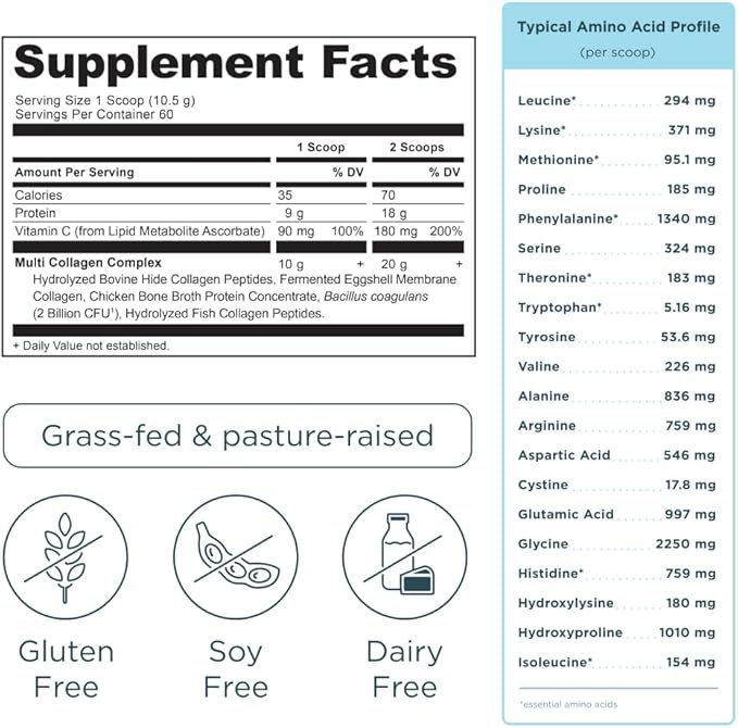 Ancient Nutrition Collagen Peptides Powder, Multi Collagen Protein, Women & Men, Vitamin C