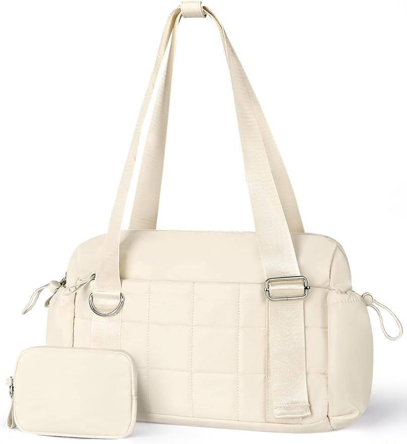 VUUDH Puffy Mini Gym Bag for Women, Carry On Multi-Pocket Water-Resistant Duffel, Lightweight