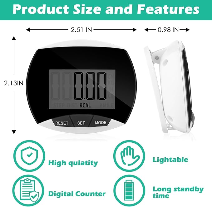 12 Pcs Simple Pedometer for Walking Bulk LCD Step Counter with Calories Burned Portable Step