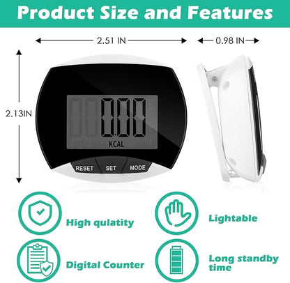 12 Pcs Simple Pedometer for Walking Bulk LCD Step Counter with Calories Burned Portable Step